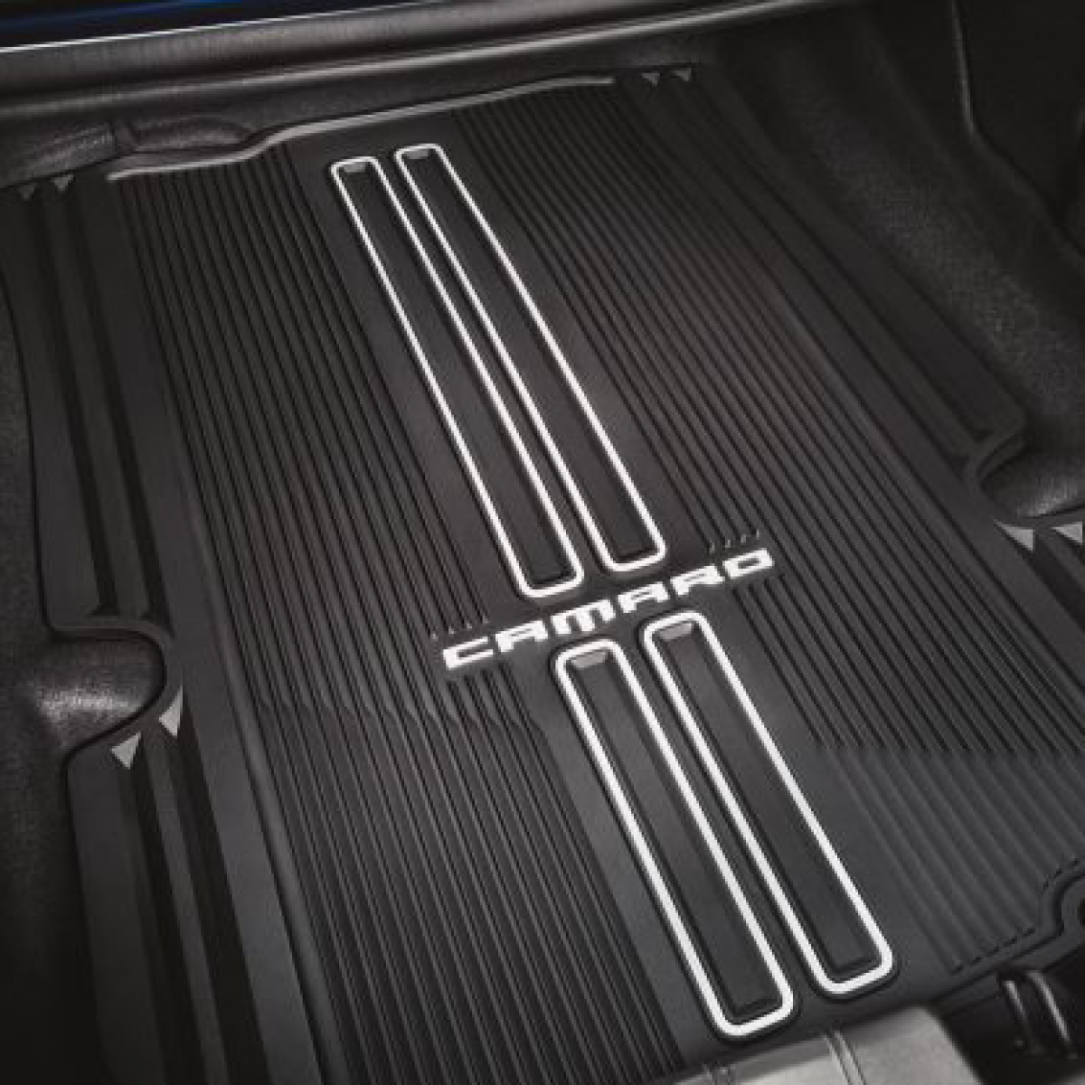 Chevrolet cargo mat - premium all-weather, camaro script, jet black 23412235