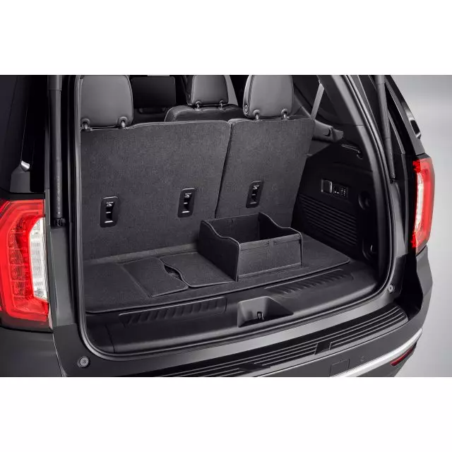 GMC 2024 Yukon Premium Carpeted Cargo Area Mat in Jet Black with Integrated Cargo Bin 84958042 84958042