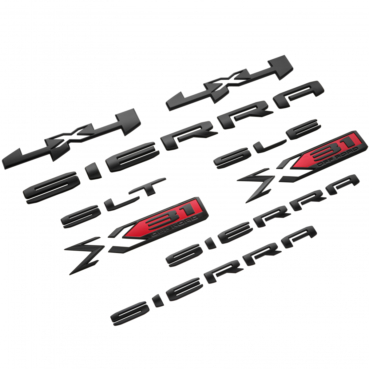 GMC exterior emblems - pro, sle, slt and texas edition, black 85160681