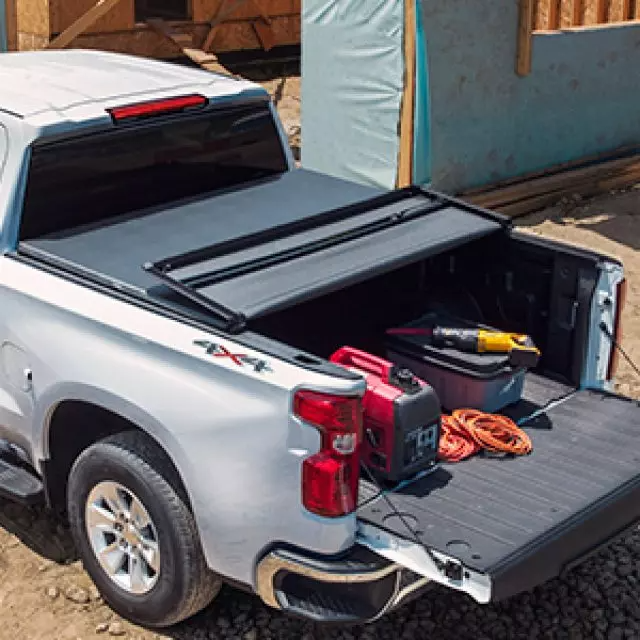 GMC HD Tonneau Cover - Associated Accessories, Soft Folding, Tri-Fold for 2020-2023 Chevrolet Silverado 3500 19418643