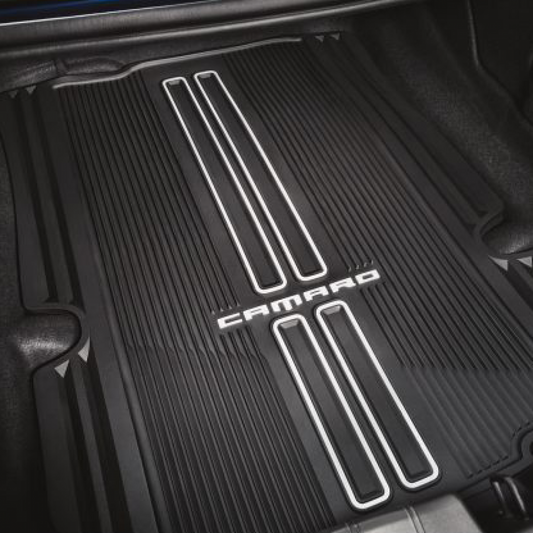 Chevrolet cargo mat - premium all-weather, camaro script, jet black 23412235