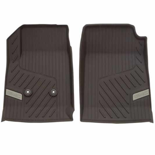 GMC floor liners - front premium all weather, chrome gmc logo, jet black 84708357