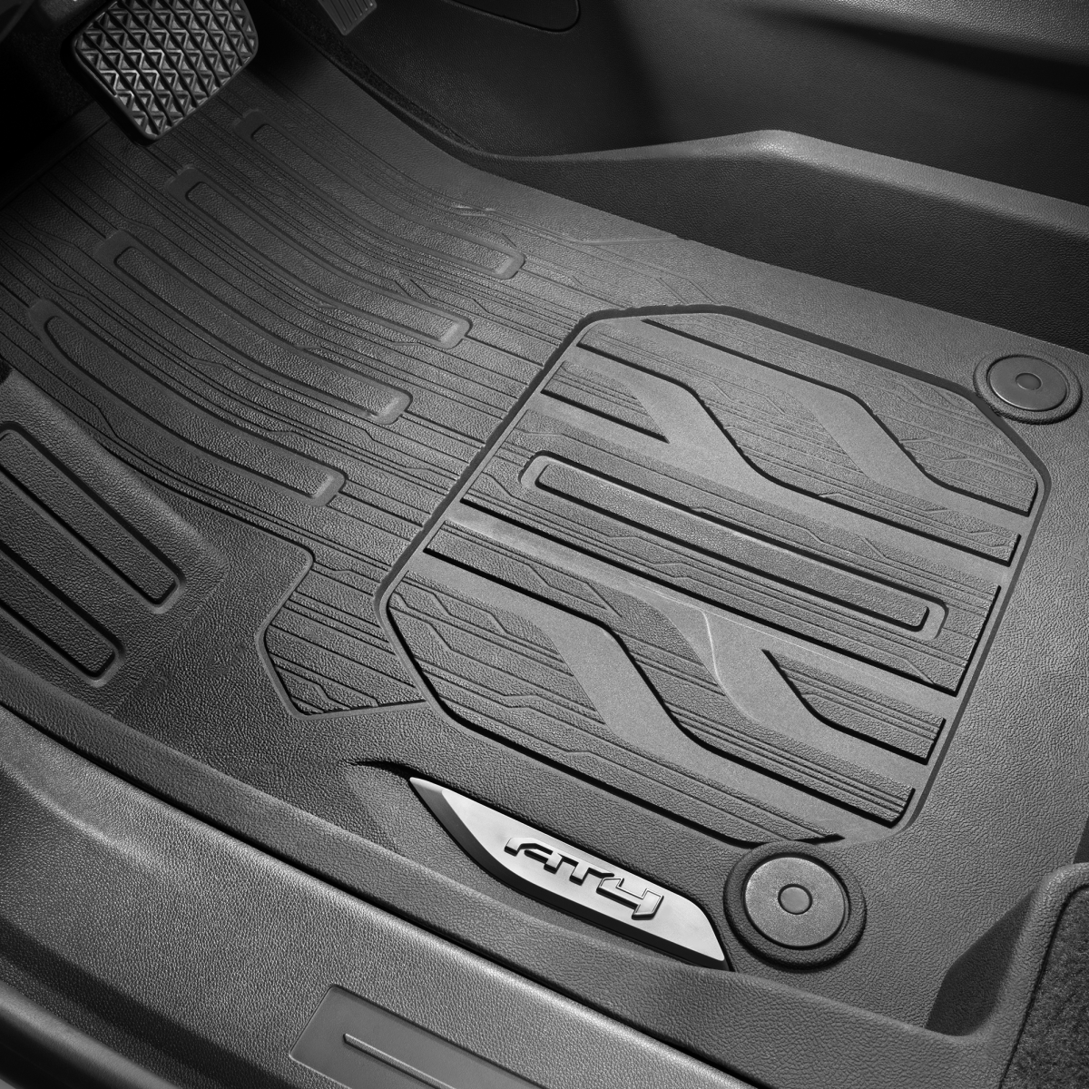 GMC floor liners - front premium all weather, at4 logo, jet black 84710955