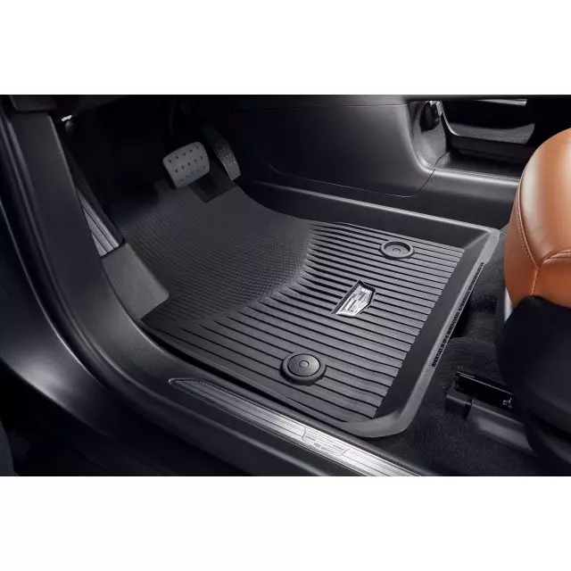 Cadillac Floor Liners - Front & Rear Premium All Weather, Cadillac Logo, Jet Black 84990611