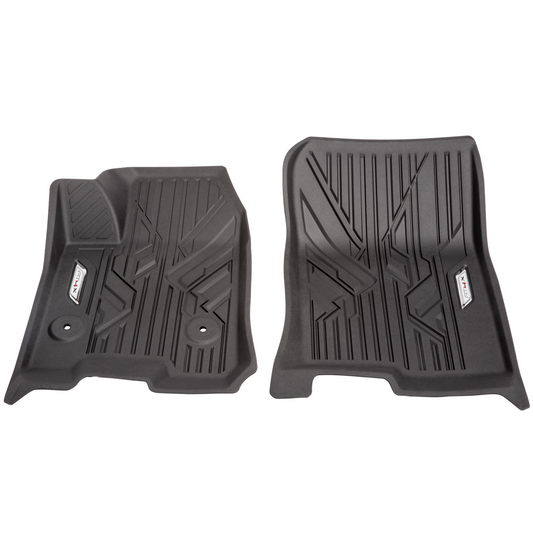 GMC floor liners - front premium all weather, chrome at4x logo, jet black 85654729