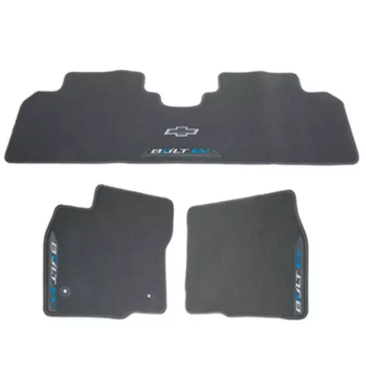 Chevrolet Floor Mats - Front & Rear Premium Carpet, Bowtie Logo and Bolt EV Script, Dark Galvanized for 2019-2021 Bolt EV 42498172